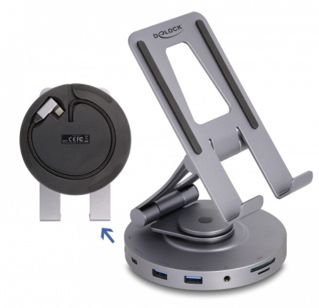 DeLOCK 88017 dockingstation Ledningsført USB 3.2 Gen 1 (3.1 Gen 1) Type-A + Type-C Grå