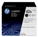 HP Originale 42X LaserJet-tonerpatroner med høj kapacitet, sort, 2-pak