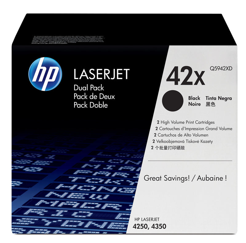 HP Originale 42X LaserJet-tonerpatroner med høj kapacitet, sort, 2-pak