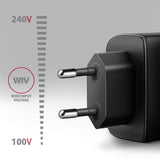 Axagon ACU-PQ45 QC 3.0, 4.0/AFC/FCP/PPS/PD, 45W, schwarz - Netzladegerät mit USB-A und USB-C Schnittstelle Mobiltelefon, Smartphone, SmartWatch, Tablet, Universel Sort Vekselstrøm Hurtig opladning Indendørs