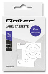 Qoltec 50232 etiketbånd Sort på hvid D1