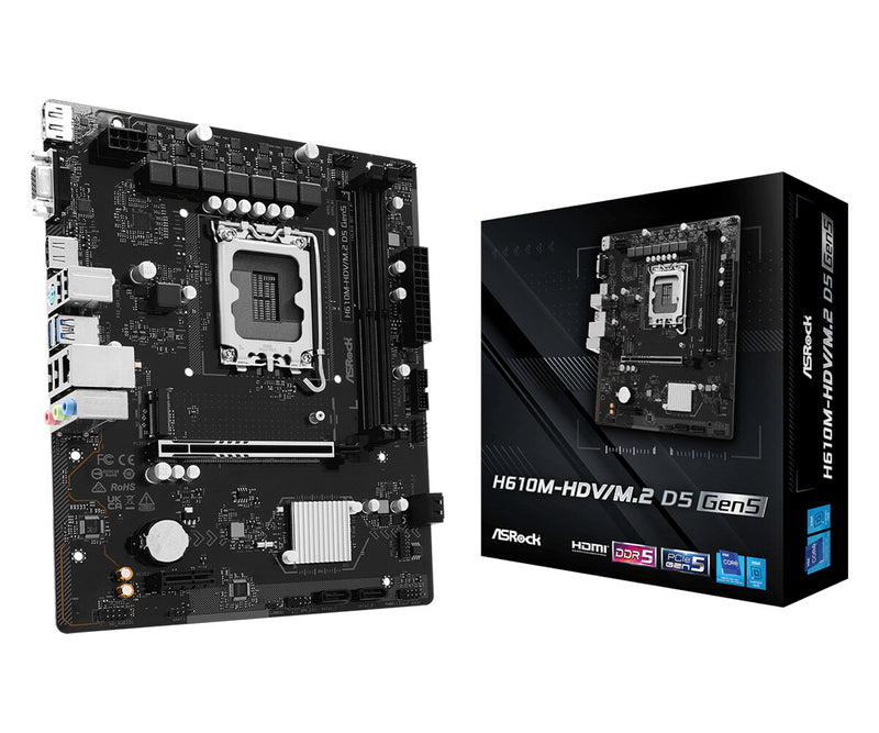 Asrock H610M-HDV/M.2 D5 Gen5 Intel H610 LGA 1700 micro ATX
