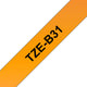 Brother TZE-B31 etiketbånd Sort på fluorescerende orange