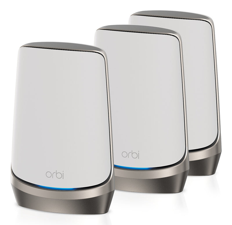 NETGEAR Orbi Quad-band RBKE963 AXE11000 WiFi 6E Mesh System Quad-band (2.4 GHz / 5 GHz-1 / 5 GHz-2 / 6 GHz) Wi-Fi 6 (802.11ax) Grå, Hvid 16 Intern