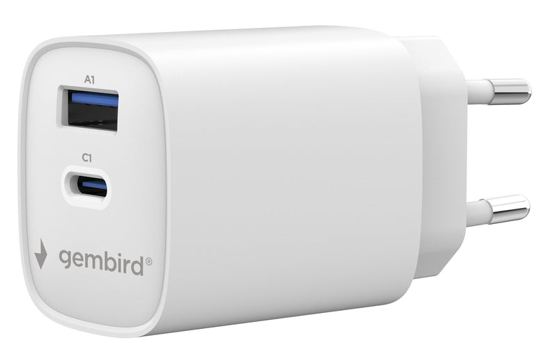 Gembird TA-UC-1A1C-PD45-01-W oplader til mobil enhed Laptop, Smartphone, Tablet Hvid Vekselstrøm Hurtig opladning Indendørs