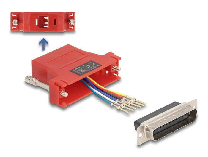 DeLOCK 67094 kabel kønsskifter D-Sub 25 RJ12 Rød