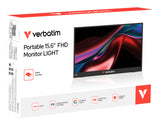 Verbatim Portable 15.6" FHD Monitor LIGHT Bærbar skærm Sort 39,6 cm (15.6") LCD 1920 x 1080 pixel