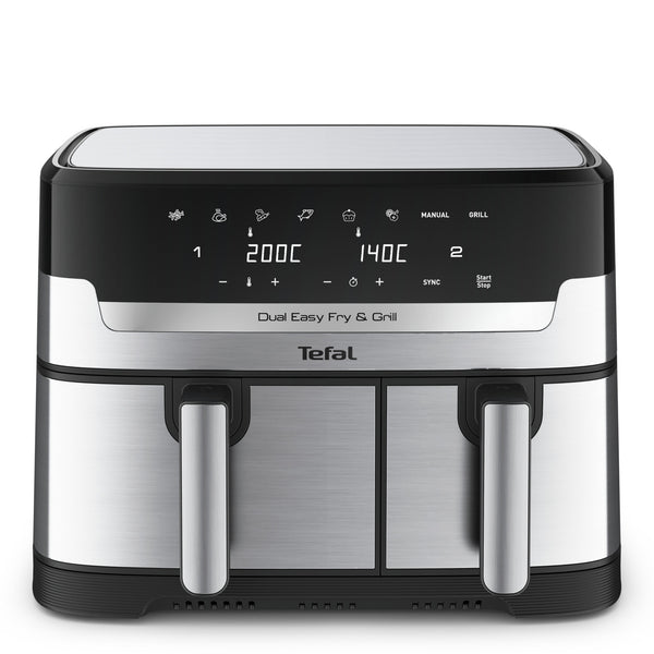 Tefal Dual Easy Fry & Grill EY905D Dobbelt 8,3 L Enkeltstående 2700 W Varmluftsteger Rustfrit stål