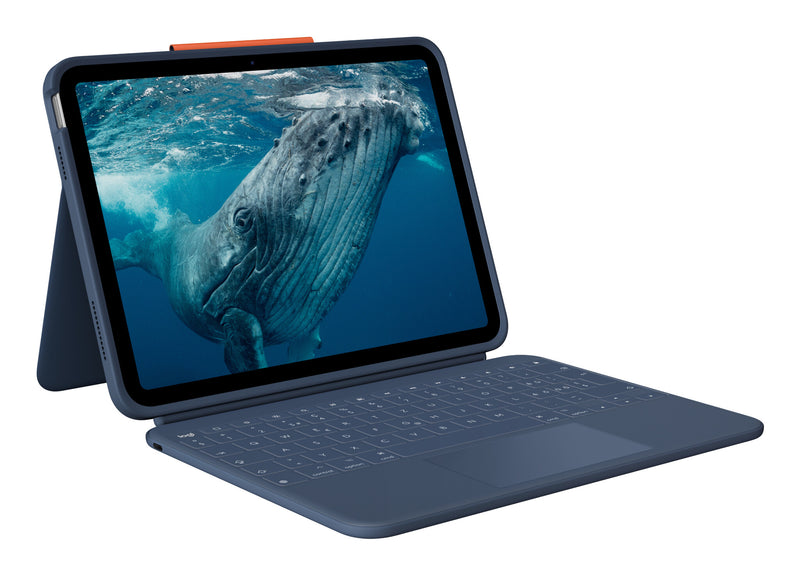 Logitech Rugged Combo 4c Touch QWERTZ Schweizisk Smart Connector Blå