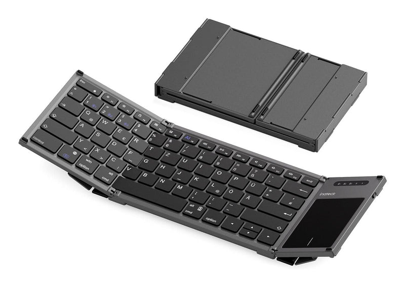 Inateck KB06101_STEEL GRAY tastatur Hjem RF trådløs + Bluetooth QWERTZ Engelsk Sort