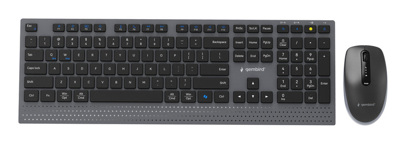 Gembird KBS-WPS-02 tastatur Mus inkluderet Hjemme/kontor RF trådløs + Bluetooth QWERTY US International Sort