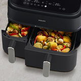 Philips 5000 series NA551/00 frituregryde Dobbelt 9 L Enkeltstående 2750 W Varmluftsteger Sort, Sølv
