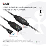CLUB3D CAC-1406 USB-kabel USB 3.2 Gen 1 (3.1 Gen 1) 15 m USB A 5 Gbit/sek. Sort