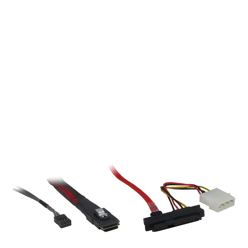 Inter-Tech 0.5m SFF 8087/4xSFF 8482+SATA 0,5 m Sort, Rød