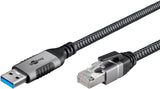 Goobay 70499 kabel kønsskifter USB A RJ-45 Sort, Sølv