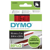DYMO Ægte D1-etiketter | Sort tekst på rød tape | 19 mm x 7 m | Selvklæbende etiketter til LabelManager-mærkningsmaskiner | Fremstillet i Europa