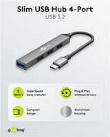 Goobay 74457 interface hub USB 3.2 Gen 1 (3.1 Gen 1) Type-C 5000 Mbit/s Lys grå