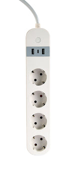 Gembird TSL-PS-S4U-01-W smart strømskinne 4 AC stikkontakt(er) Type E 1,5 m 3 3880 W Hvid