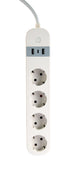 Gembird TSL-PS-S4U-01-W smart strømskinne 4 AC stikkontakt(er) Type E 1,5 m 3 3880 W Hvid