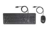 HP 150 Wired Mouse and Keyboard tastatur Mus inkluderet Hjemme/kontor USB AZERTY Belgisk Sort
