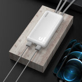 DUDAO K6Pro Universal 10000mAh Power Bank with USB Cable Type C Lightning white Hvid