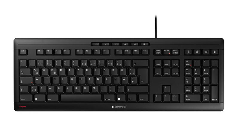 CHERRY STREAM tastatur Hjemme/kontor USB QWERTY Portugisisk Sort, Grå