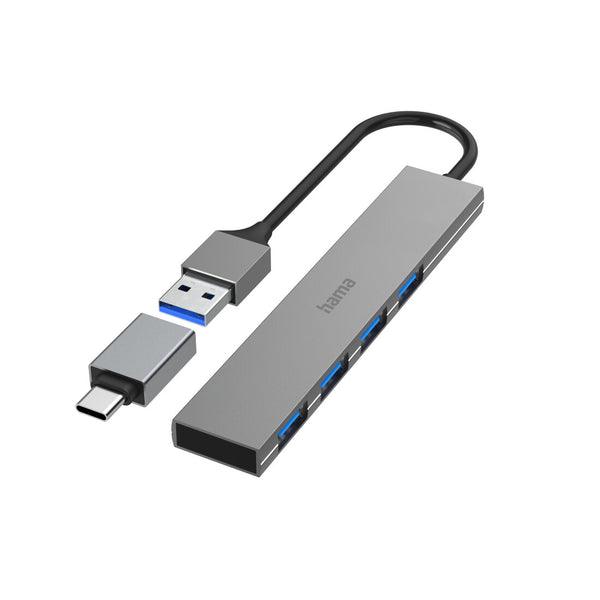 Hama 00200141 interface hub USB 3.2 Gen 1 (3.1 Gen 1) Type-A 5000 Mbit/s Grå