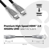 CLUB3D Premium High Speed HDMI™ 2.0 4K60Hz UHD Cable 1 m/ 3.28 ft