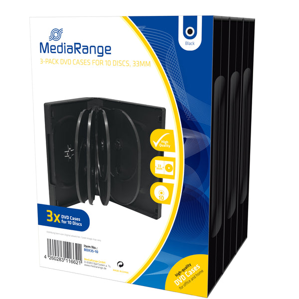 MediaRange BOX35-10 optisk disk etui DVD-boks 10 diske Sort