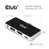 CLUB3D CSV-1591 dockingstation Docking USB 3.2 Gen 1 (3.1 Gen 1) Type-C Sort, Krom