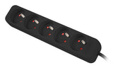 Lanberg PS0-05E-0100-IEC-BK stikdåse 1 m 5 AC stikkontakt(er) Indendørs Sort