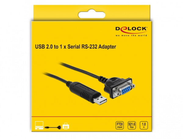 DeLOCK 66281 serielkabel Sort 1,8 m RS-232 USB Type-A