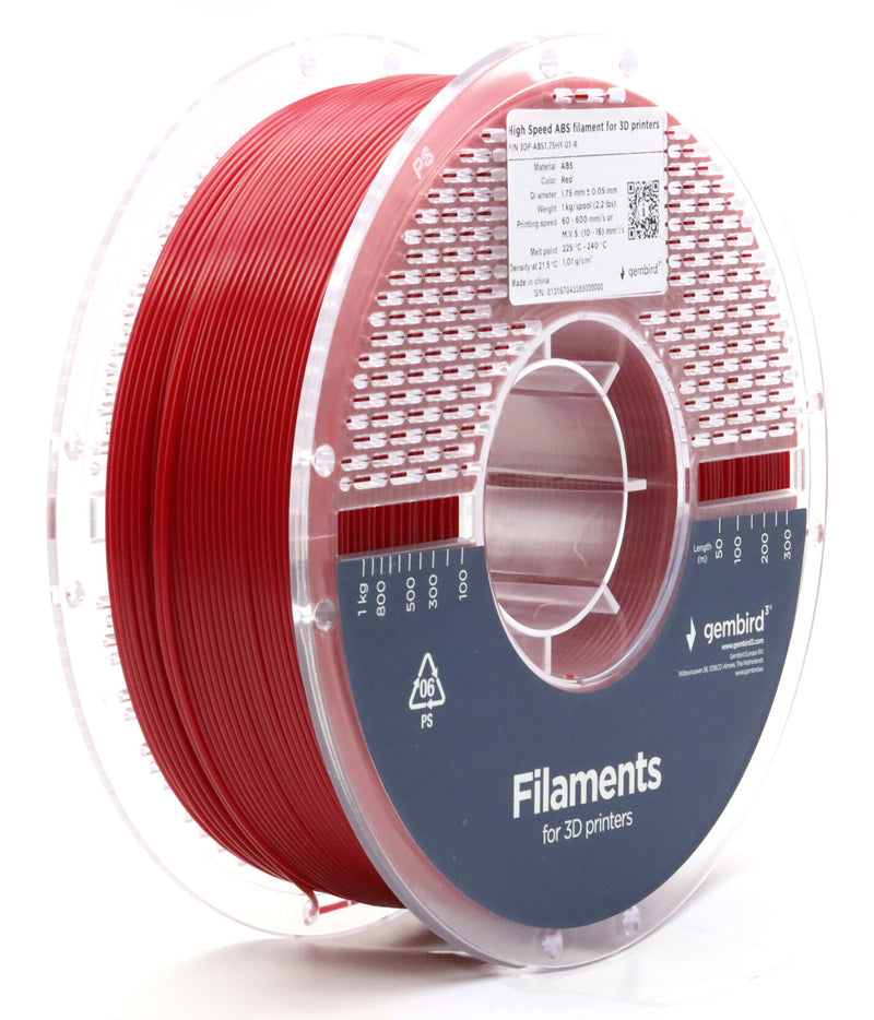 Gembird 3DP-ABS1.75HY-01-R 3D print materiale ABS Rød 1 kg