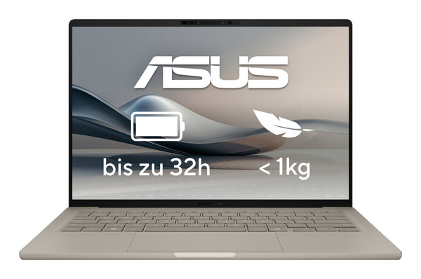 ASUS Zenbook A14 UX3407QA-QD488W Copilot+ PC Snapdragon X1-26-100 Laptop 35,6 cm (14") WUXGA 16 GB LPDDR5x-SDRAM 1 TB SSD Wi-Fi 6E (802.11ax) Windows 11 Home Tysk Beige