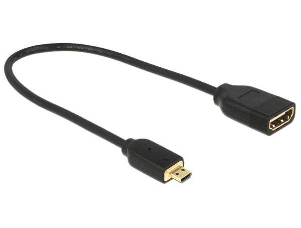 DeLOCK 0.2m, HDMI-A/HDMI Micro-D HDMI-kabel 0,2 m HDMI Type D (Micro) HDMI Type A (Standard) Sort