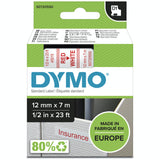 DYMO Originale D1-etiketter | Rød tekst på hvid tape | 12 mm x 7 m | Selvklæbende etiketter til LabelManager-mærkningsmaskiner | Fremstillet i Europa