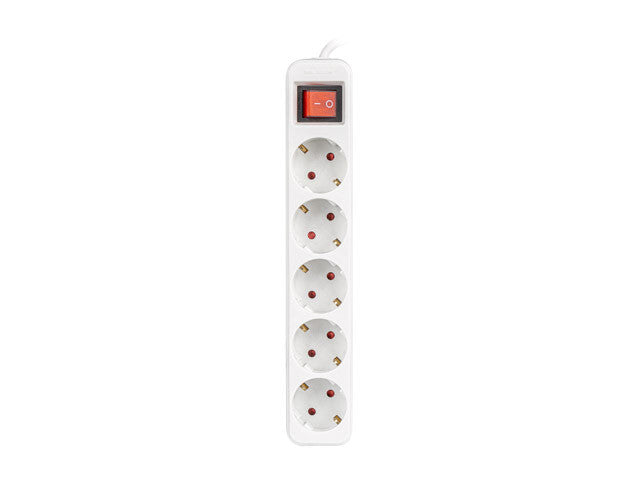 Lanberg PS1-05F-0150-W stikdåse 1,5 m 5 AC stikkontakt(er) Indendørs Hvid