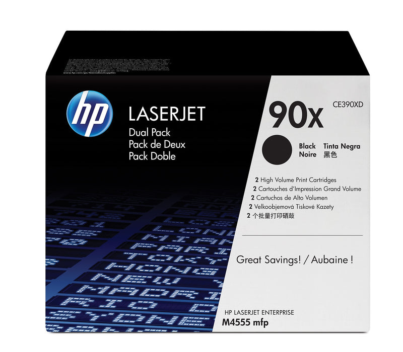 HP Originale 90X LaserJet-tonerpatroner med høj kapacitet, sort, 2-pak