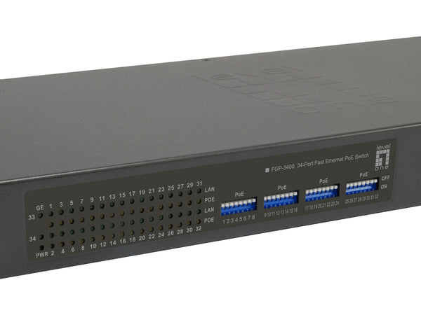 LevelOne FGP-3400W630 netværksswitch Ikke administreret Fast Ethernet (10/100) Strøm over Ethernet (PoE) Sort