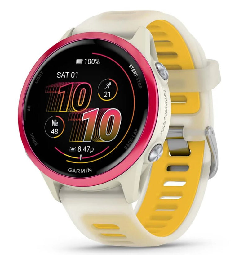 Garmin Forerunner 570 3,05 cm (1.2") AMOLED 42 mm Digital 390 x 390 pixel Berøringsskærm Lyserød, Hvid Wi-Fi GPS (satellit)