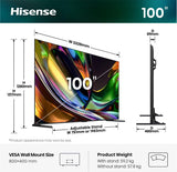 Hisense 100UR8DS TV 2,54 m (100") 4K Ultra HD Smart TV Wi-Fi Sort, Grå