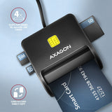 Axagon CRE-SM3SD USB Smart card & SD/microSD/SIM Flat smartcard læser Indendørs USB 2.0 Sort