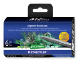 Staedtler Pigment Arts Brush Pen Greens & Turquoises filtpen Grøn, Turkis 6 stk