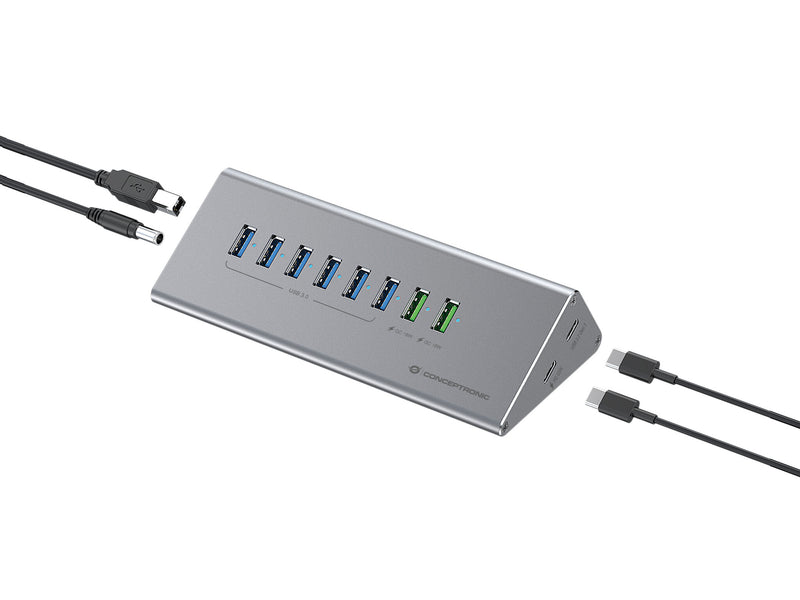 Conceptronic HUBBIES18G interface hub USB 3.2 Gen 1 (3.1 Gen 1) Type-B 5000 Mbit/s Grå