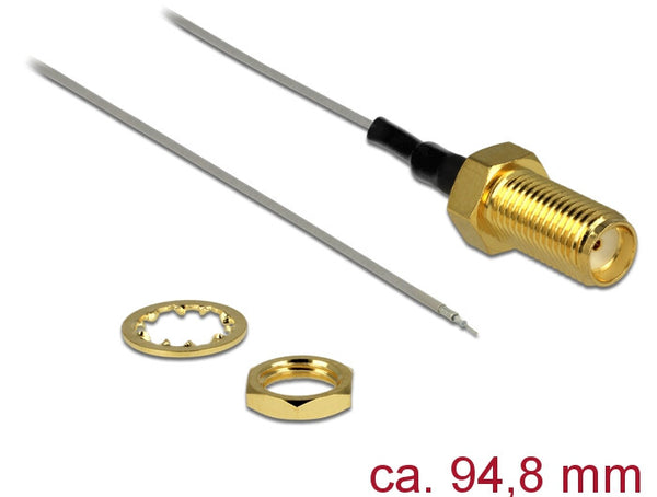 DeLOCK 89600 koaxial kabel 94,8 m SMA open end tinned Guld, Grå