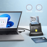 Axagon Universal desktop USB contact Smart/ID card reader with long USB-A cable. Suitable for the eObanka application. smartcard læser Indendørs USB 2.0 Sort