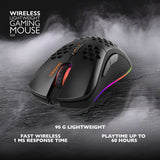 Deltaco Gaming DM220 Trådløs ultralet gaming mus, 70g vægt, RGB, PAW3212, 400-4800 DPI, 1000 Hz, sort