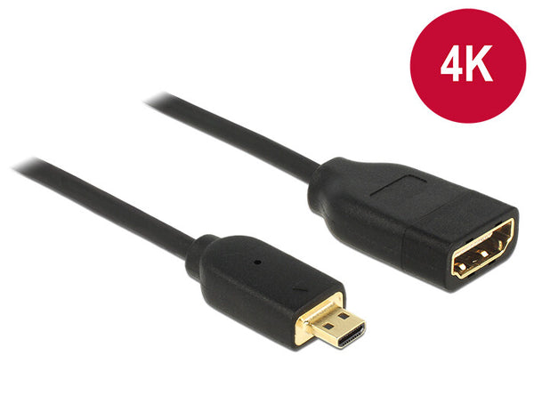 DeLOCK 0.2m, HDMI-A/HDMI Micro-D HDMI-kabel 0,2 m HDMI Type D (Micro) HDMI Type A (Standard) Sort