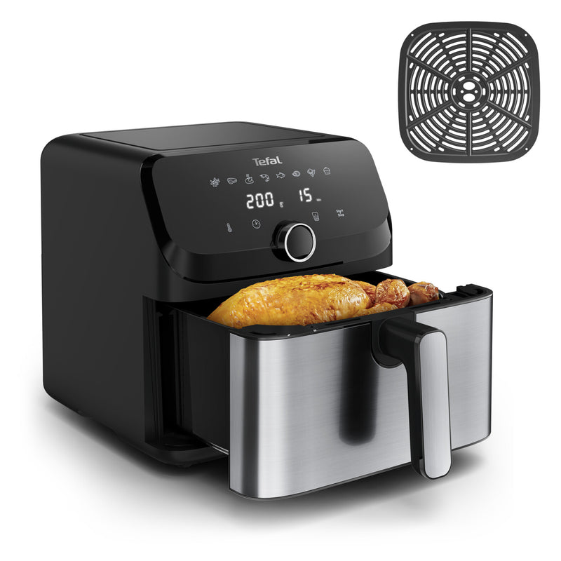 Tefal Easy Fry Mega EY855D10 frituregryde Enkelt 7,5 L Enkeltstående 2020 W Varmluftsteger Sort, Rustfrit stål