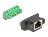 DeLOCK 66589 kabel kønsskifter RJ45 8 pin terminal block Sort, Grøn